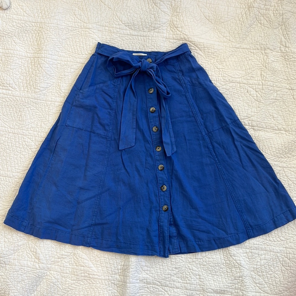 Anthropologie Maeve blue midi skirt